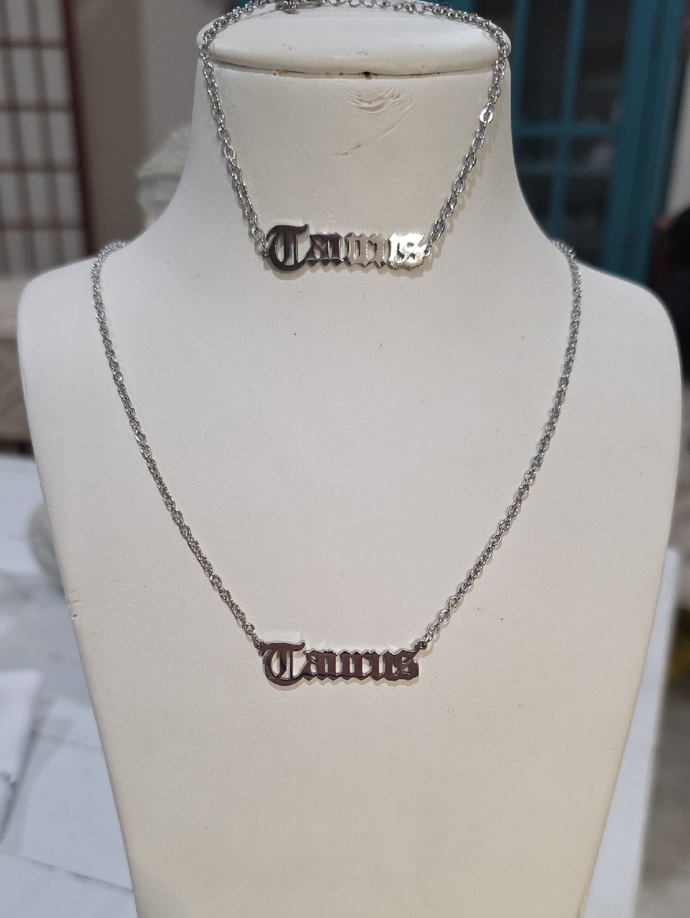 Stainless Steel Taurus Silver Nameplate Necklace - Silver